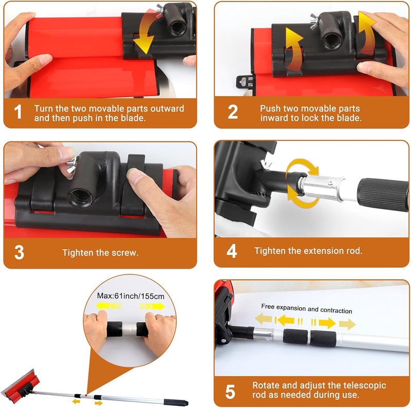 DEKEones Drywall Skimming Tools Set with 10”24”32” Skimming Blades, a Paint Roller, a Extension Pole and 3 Kinds of Putty Knife Tools for Smoothing Wall and Ceiling - Image 4